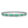 Enamel - 14K White Gold Bujukan Beads and Diamond Split Bangle with Mint Green Enamel - 0.1 ct