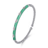 Enamel - 14K White Gold Bujukan Beads and Diamond Split Bangle with Mint Green Enamel - 0.1 ct