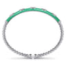 Enamel - 14K White Gold Bujukan Beads and Diamond Split Bangle with Mint Green Enamel - 0.1 ct