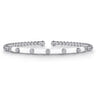 Enamel - 14K White Gold Bujukan Beads and Diamond Split Bangle with White Enamel - 0.15 ct