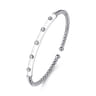 Enamel - 14K White Gold Bujukan Beads and Diamond Split Bangle with White Enamel - 0.15 ct