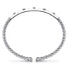 Enamel - 14K White Gold Bujukan Beads and Diamond Split Bangle with White Enamel - 0.15 ct