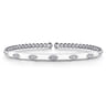 Enamel - 14K White Gold Bujukan Beads and Diamond Split Bangle with White Enamel - 0.1 ct
