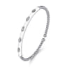 Enamel - 14K White Gold Bujukan Beads and Diamond Split Bangle with White Enamel - 0.1 ct