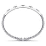 Enamel - 14K White Gold Bujukan Beads and Diamond Split Bangle with White Enamel - 0.1 ct