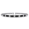 Enamel - 14K White Gold Bujukan Beads and Pyramid Split Bangle with Black Enamel