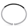 Enamel - 14K White Gold Bujukan Beads and Pyramid Split Bangle with Black Enamel