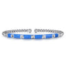 Enamel - 14K White Gold Bujukan Beads and Pyramid Split Bangle with Blue Enamel