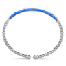 Enamel - 14K White Gold Bujukan Beads and Pyramid Split Bangle with Blue Enamel
