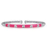 Enamel - 14K White Gold Bujukan Beads and Pyramid Split Bangle with Fuchsia Enamel