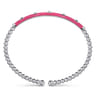 Enamel - 14K White Gold Bujukan Beads and Pyramid Split Bangle with Fuchsia Enamel