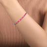 Enamel - 14K White Gold Bujukan Beads and Pyramid Split Bangle with Fuchsia Enamel
