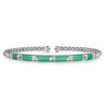 Enamel - 14K White Gold Bujukan Beads and Pyramid Split Bangle with Mint Green Enamel