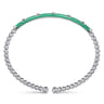 Enamel - 14K White Gold Bujukan Beads and Pyramid Split Bangle with Mint Green Enamel