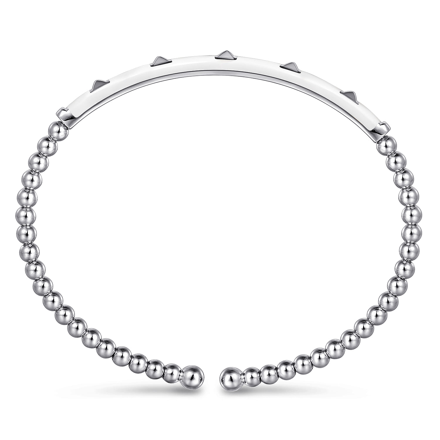 Enamel - 14K White Gold Bujukan Beads and Pyramid Split Bangle with White Enamel - Shot 3