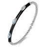 Enamel - 14K White Gold Bujukan Blue Topaz Split Bangle with Black Enamel