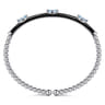 Enamel - 14K White Gold Bujukan Blue Topaz Split Bangle with Black Enamel