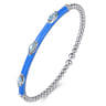 Enamel - 14K White Gold Bujukan Blue Topaz Split Bangle with Blue Enamel