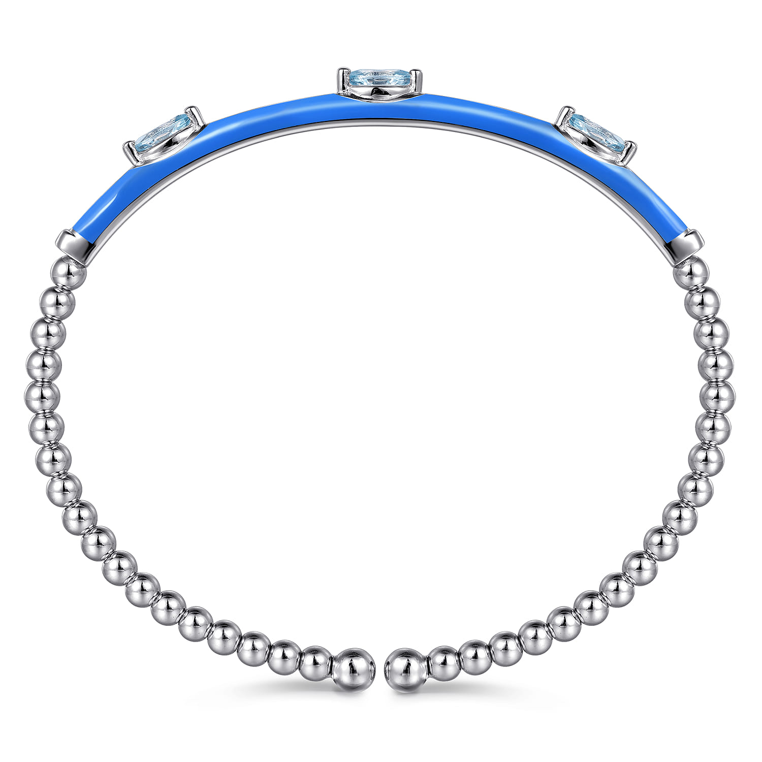 Enamel - 14K White Gold Bujukan Blue Topaz Split Bangle with Blue Enamel - Shot 3