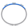 Enamel - 14K White Gold Bujukan Blue Topaz Split Bangle with Blue Enamel
