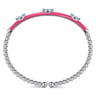 Enamel - 14K White Gold Bujukan Blue Topaz Split Bangle with Fuchsia Enamel