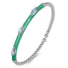 Enamel - 14K White Gold Bujukan Blue Topaz Split Bangle with Mint Green Enamel