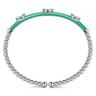Enamel - 14K White Gold Bujukan Blue Topaz Split Bangle with Mint Green Enamel