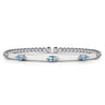 Enamel - 14K White Gold Bujukan Blue Topaz Split Bangle with White Enamel