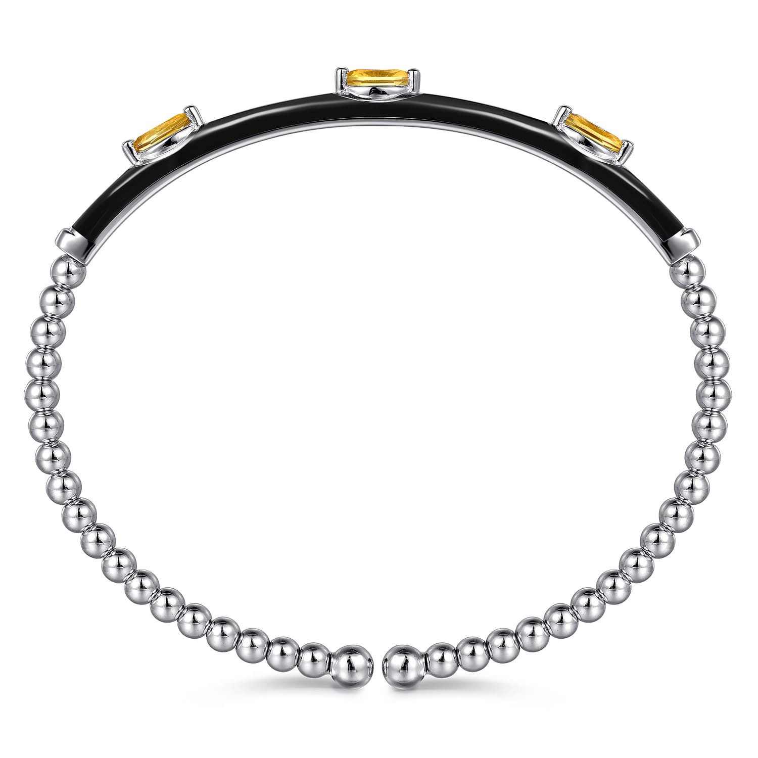Enamel - 14K White Gold Bujukan Citrine Split Bangle with Black Enamel - Shot 3