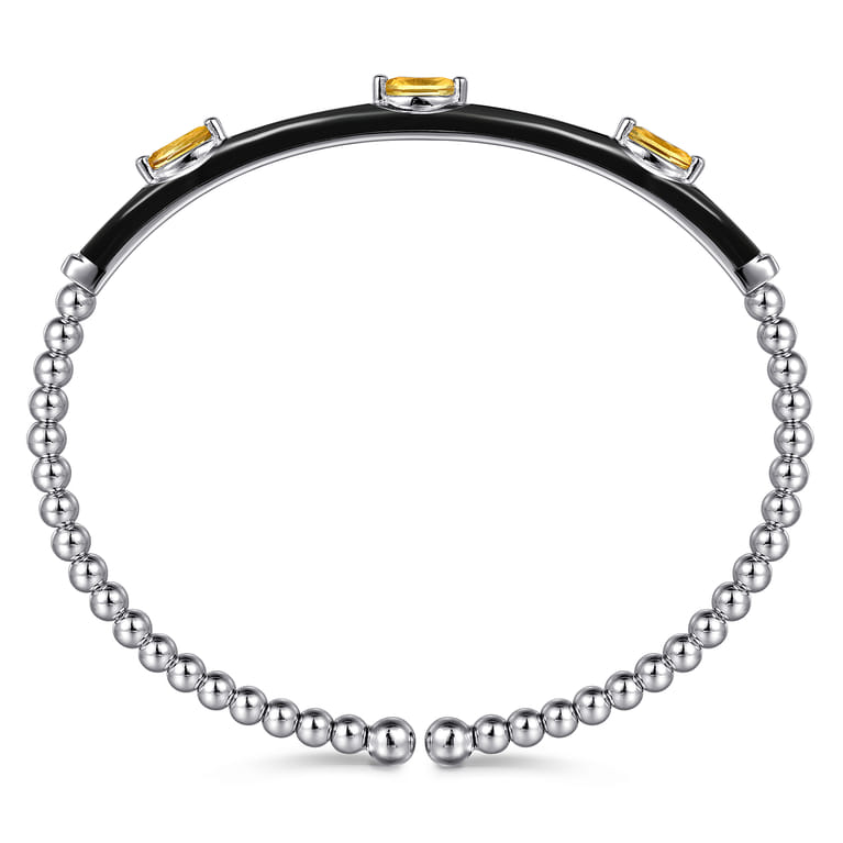 Enamel - 14K White Gold Bujukan Citrine Split Bangle with Black Enamel - Shot 3