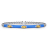 Enamel - 14K White Gold Bujukan Citrine Split Bangle with Blue Enamel