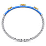 Enamel - 14K White Gold Bujukan Citrine Split Bangle with Blue Enamel