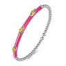 Enamel - 14K White Gold Bujukan Citrine Split Bangle with Fuchsia Enamel