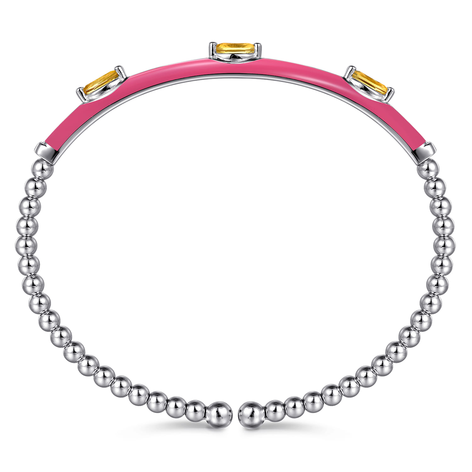 Enamel - 14K White Gold Bujukan Citrine Split Bangle with Fuchsia Enamel - Shot 3