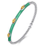 Enamel - 14K White Gold Bujukan Citrine Split Bangle with Mint Green Enamel