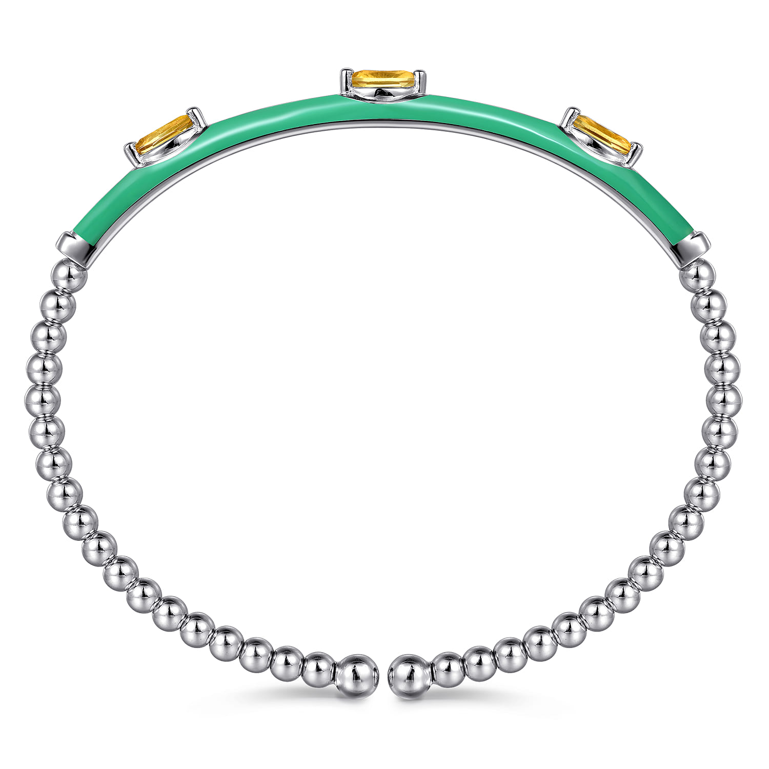 Enamel - 14K White Gold Bujukan Citrine Split Bangle with Mint Green Enamel - Shot 3