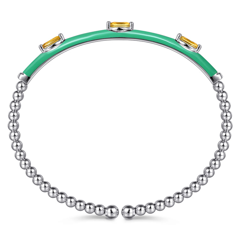 Enamel - 14K White Gold Bujukan Citrine Split Bangle with Mint Green Enamel - Shot 3