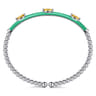 Enamel - 14K White Gold Bujukan Citrine Split Bangle with Mint Green Enamel