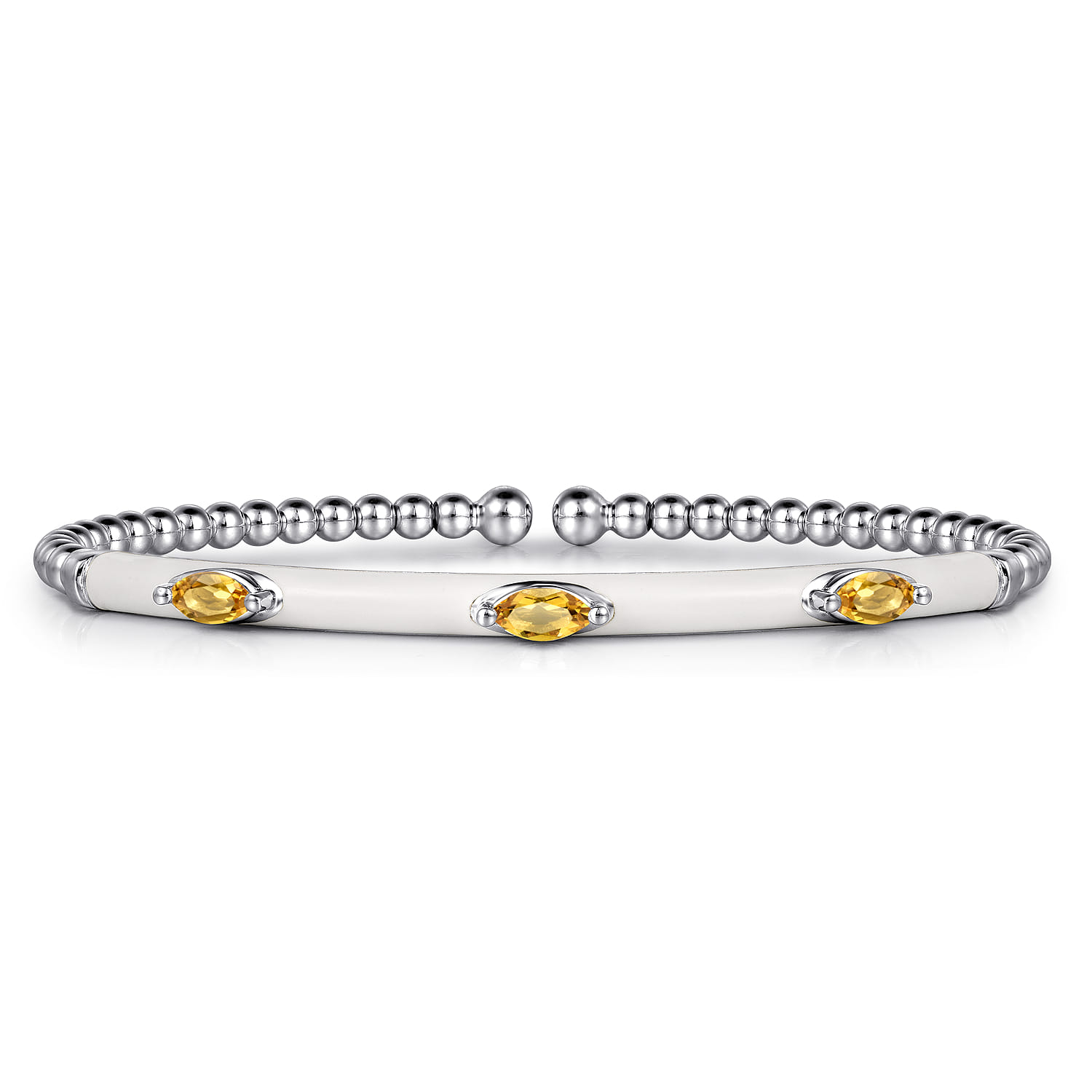 Enamel - 14K White Gold Bujukan Citrine Split Bangle with White Enamel - Shot 1