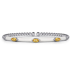 Enamel - 14K White Gold Bujukan Citrine Split Bangle with White Enamel