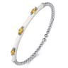 Enamel - 14K White Gold Bujukan Citrine Split Bangle with White Enamel