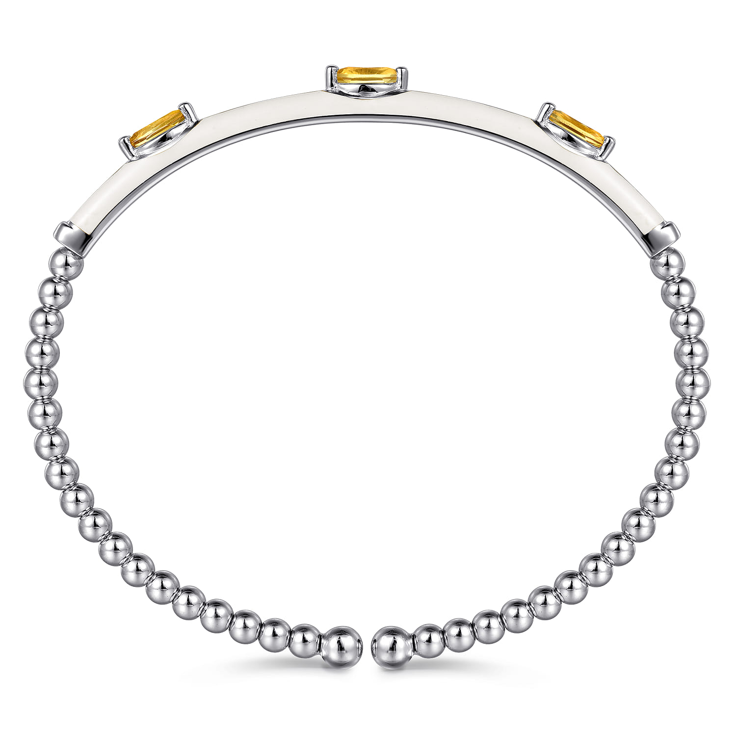 Enamel - 14K White Gold Bujukan Citrine Split Bangle with White Enamel - Shot 3