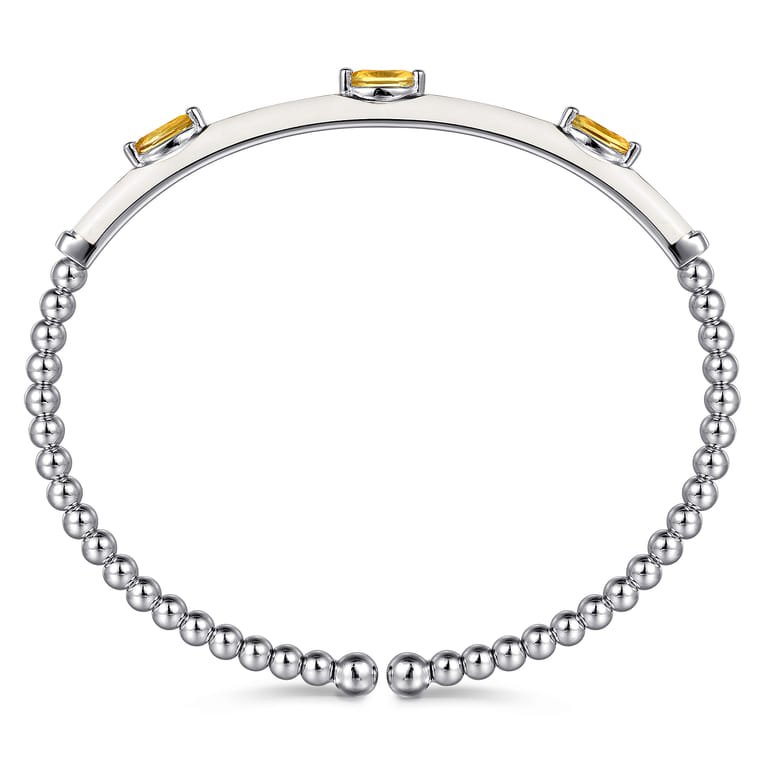 Enamel - 14K White Gold Bujukan Citrine Split Bangle with White Enamel - Shot 3