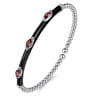 Enamel - 14K White Gold Bujukan Garnet Split Bangle with Black Enamel