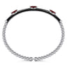 Enamel - 14K White Gold Bujukan Garnet Split Bangle with Black Enamel