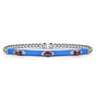 Enamel - 14K White Gold Bujukan Garnet Split Bangle with Blue Enamel