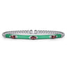 Enamel - 14K White Gold Bujukan Garnet Split Bangle with Mint Green Enamel