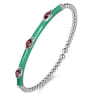 Enamel - 14K White Gold Bujukan Garnet Split Bangle with Mint Green Enamel