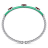 Enamel - 14K White Gold Bujukan Garnet Split Bangle with Mint Green Enamel