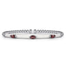 Enamel - 14K White Gold Bujukan Garnet Split Bangle with White Enamel